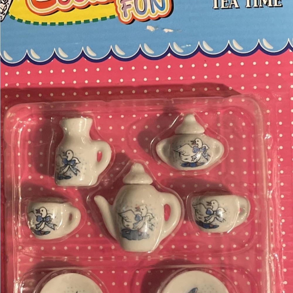 Miniature Tea Set with Blue and White Design